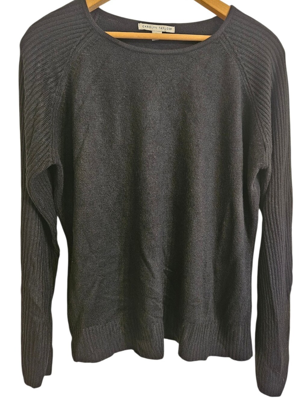 Carolyn Taylor Black Acrylic Crewneck Pullover Sweater Sz XL